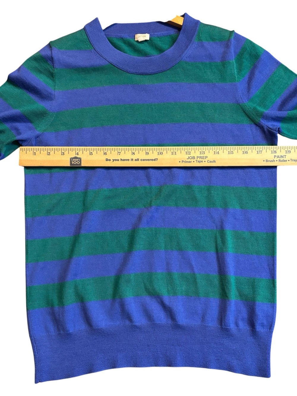 J. Crew Striped 100% Merino Wool Sweater 3/4 sleeve crew neck women’s size M - Picture 5 of 6